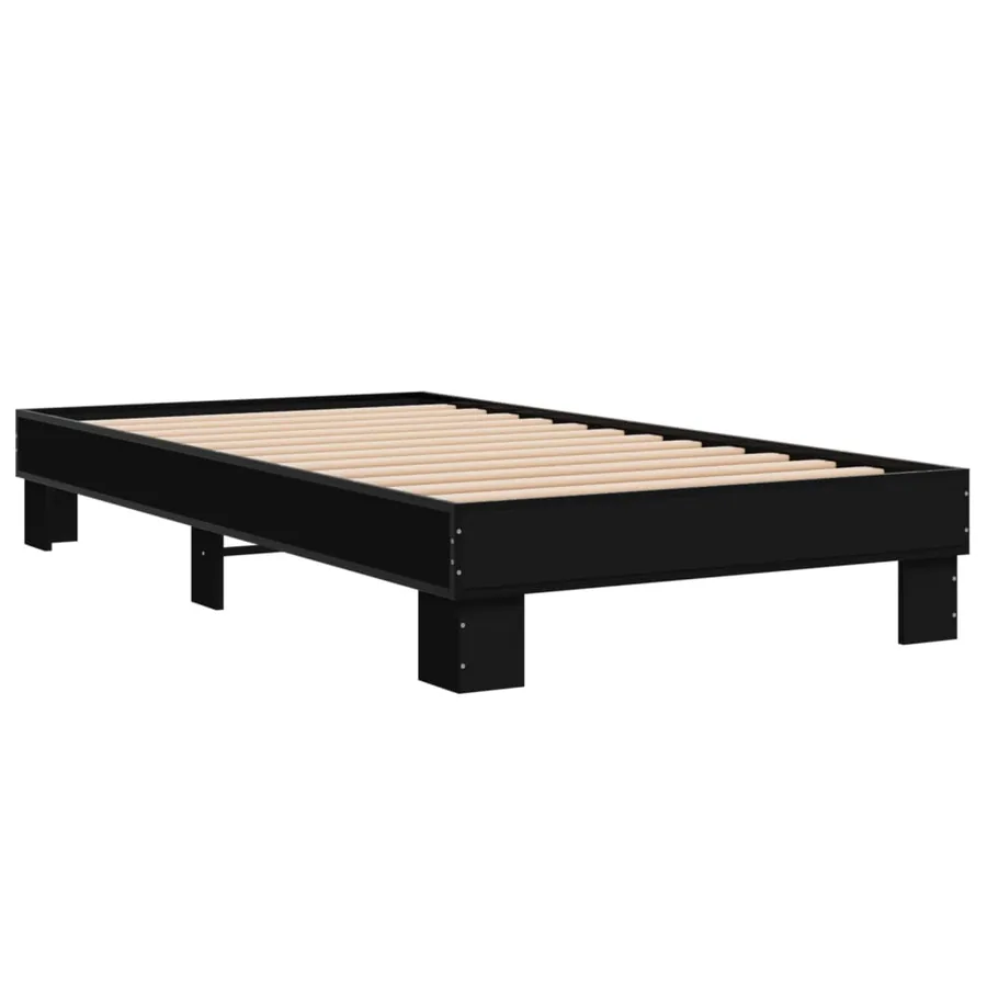 Cadre de lit sans matelas noir 75x190 cm - 3