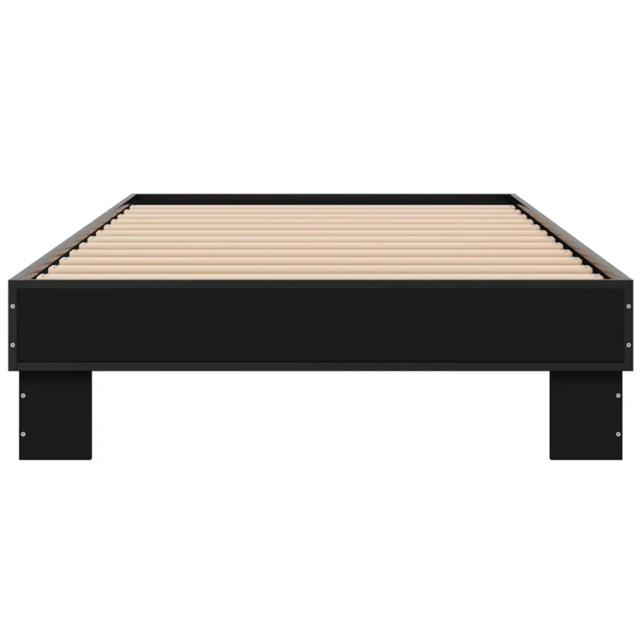 Cadre de lit sans matelas noir 75x190 cm - 4