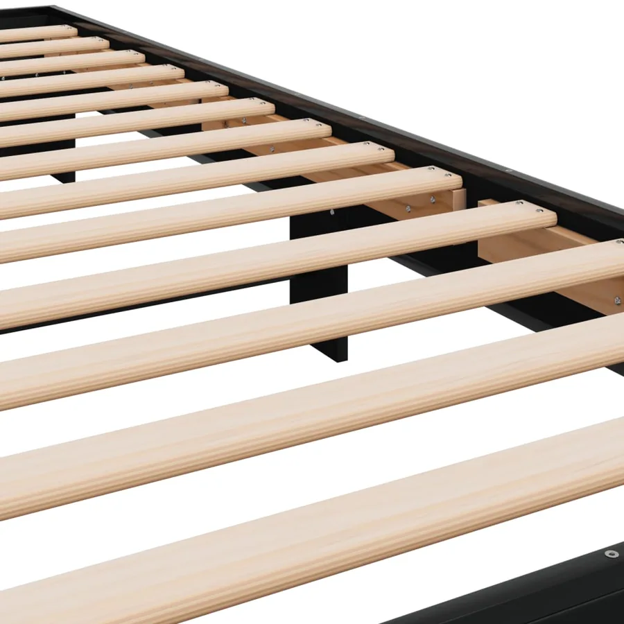Cadre de lit sans matelas noir 75x190 cm - 7