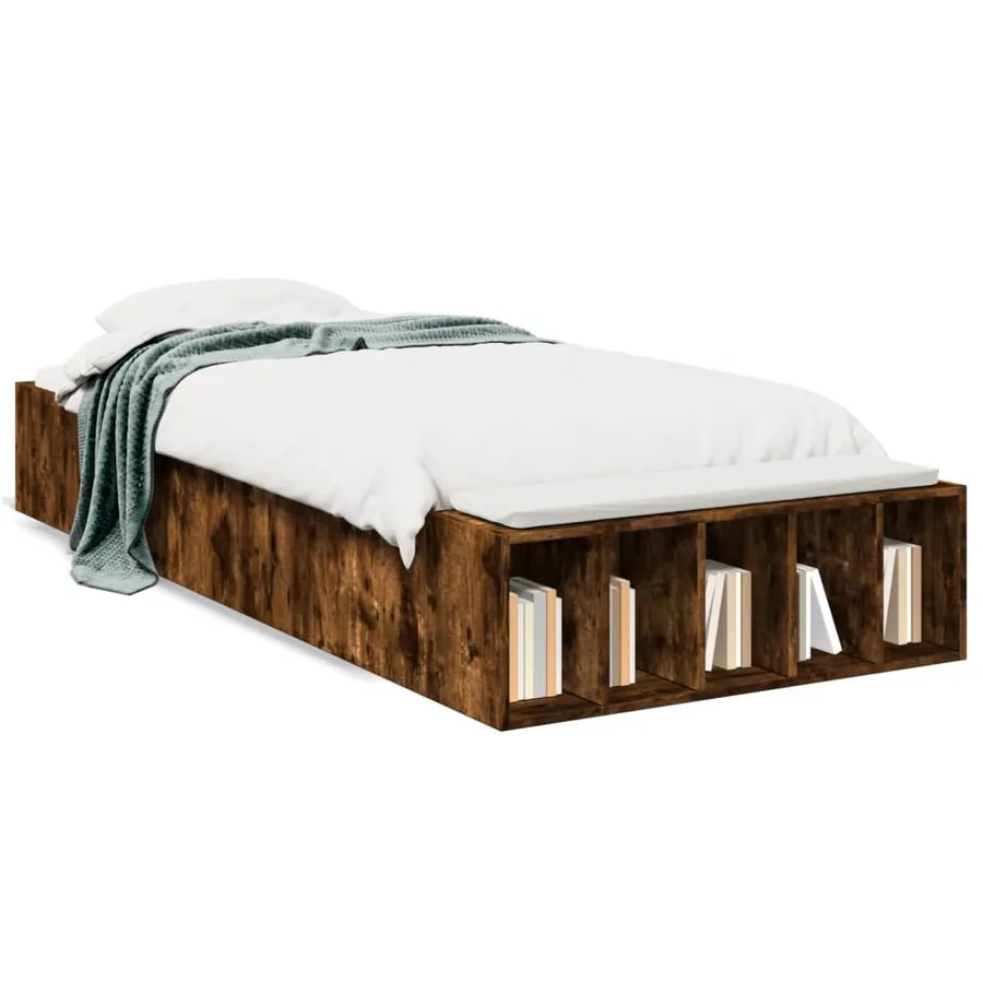 Cadre de lit sans matelas chêne fumé 90x200 cm - 2
