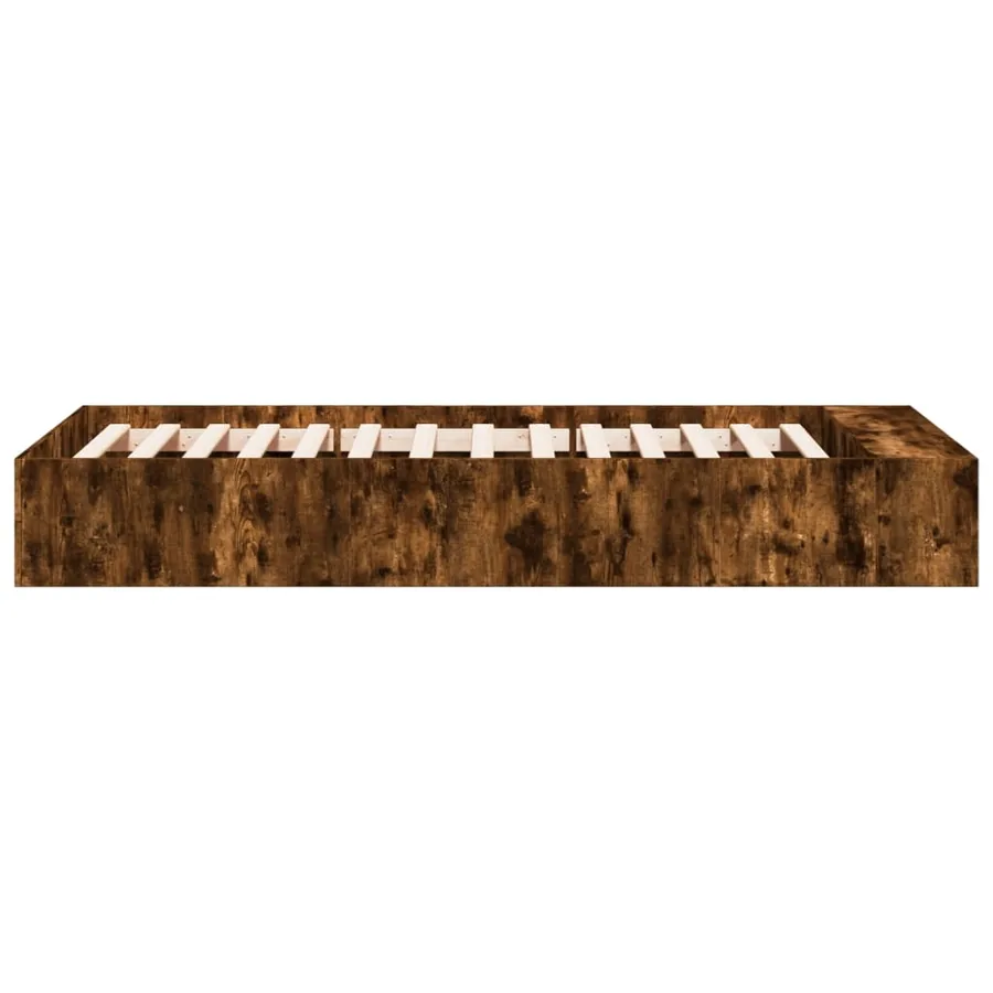 Cadre de lit sans matelas chêne fumé 90x200 cm - 5