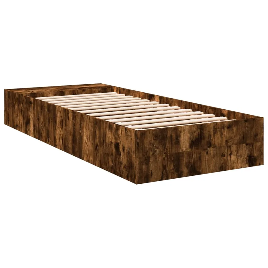 Cadre de lit sans matelas chêne fumé 90x200 cm - 6