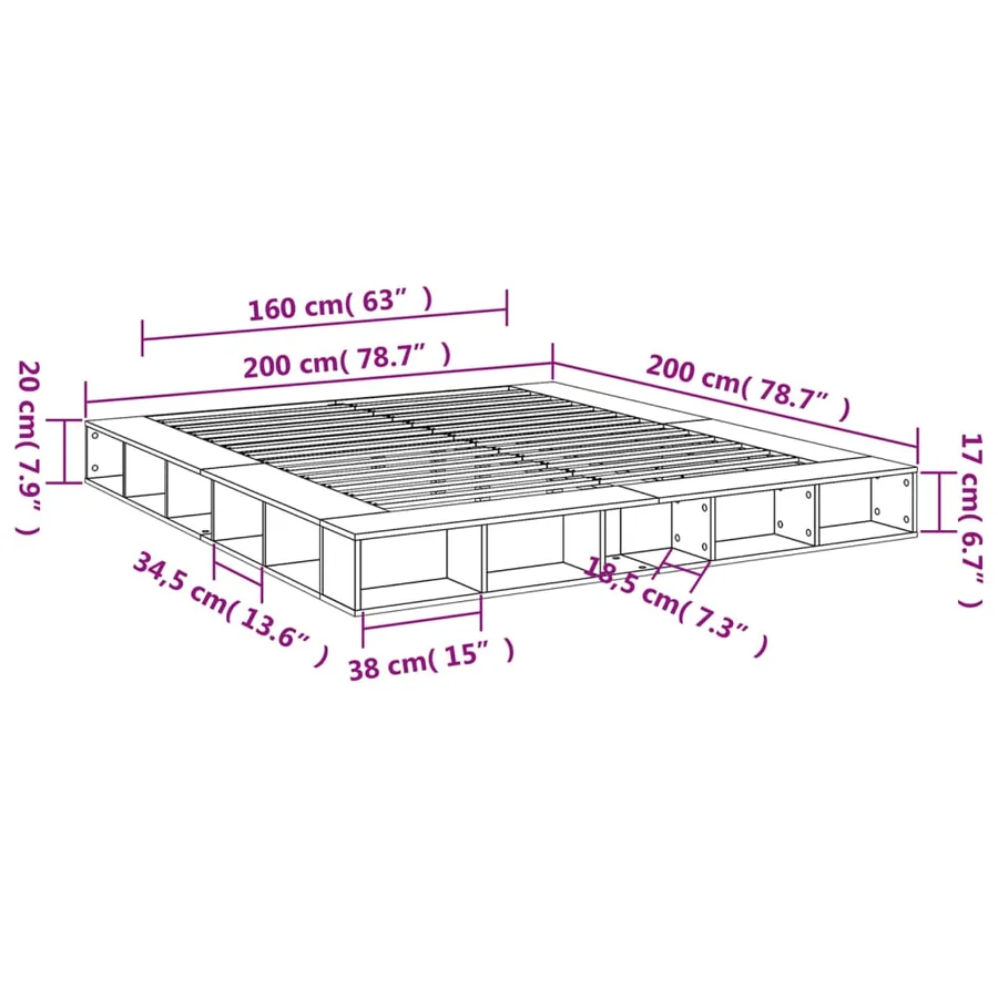 Cadre de lit sans matelas blanc 200x200 cm - 10