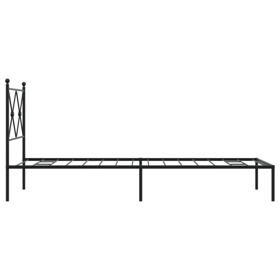 Cadre de lit métal sans matelas avec tête de lit noir 75x190 cm - 5