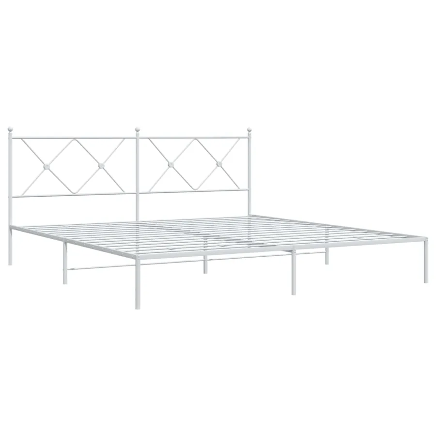 Cadre de lit métal sans matelas et tête de lit blanc 180x200 cm - 3
