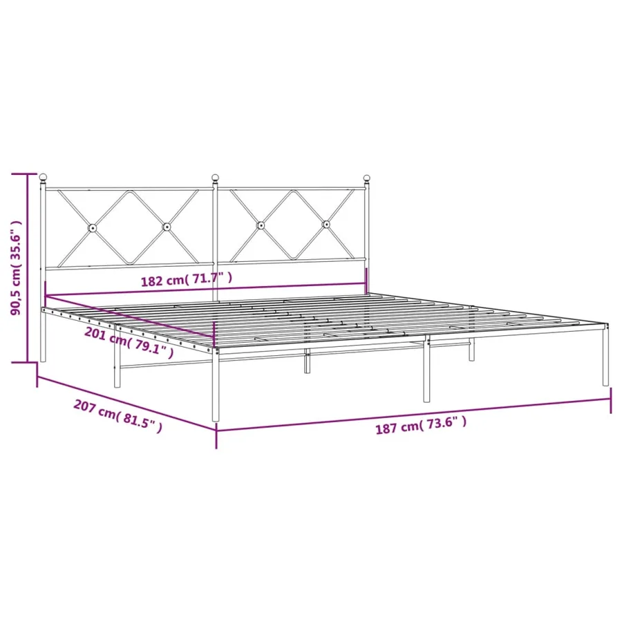 Cadre de lit métal sans matelas et tête de lit blanc 180x200 cm - 8