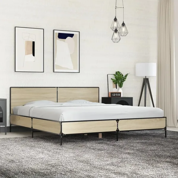 Cadre de lit sans matelas chêne sonoma 200x200 cm