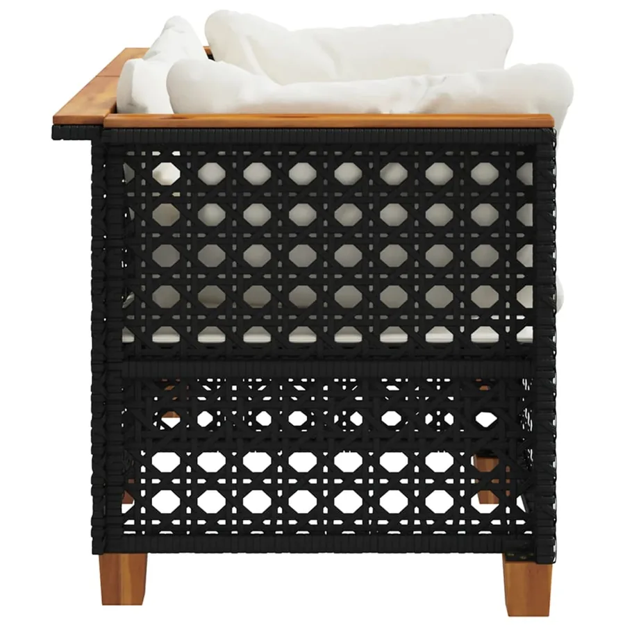 Canapés d'angle de jardin et coussins 2 pcs noir résine tressée - 5