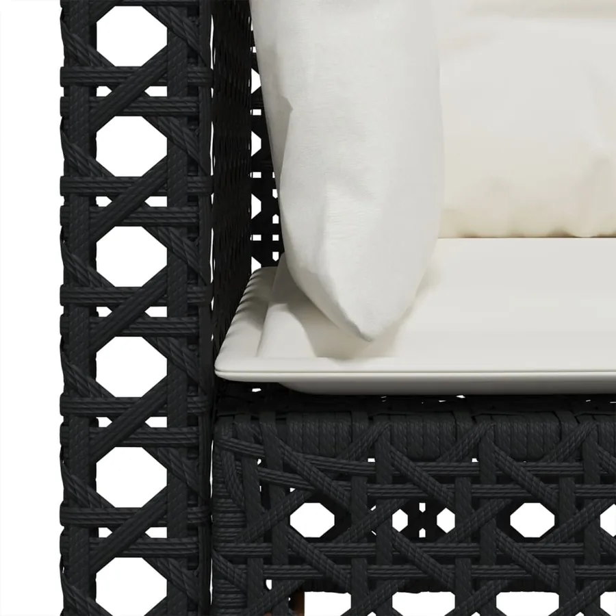 Canapés d'angle de jardin et coussins 2 pcs noir résine tressée - 7