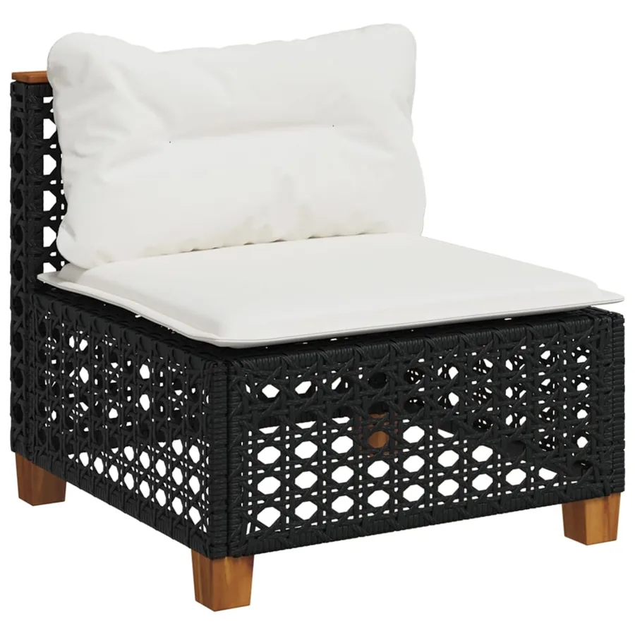 Salon de jardin 10 pcs avec coussins noir résine tressée - 4