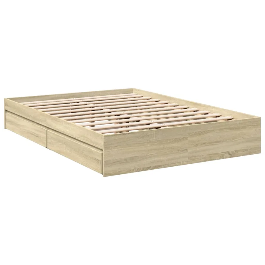 Cadre de lit avec tiroirs sans matelas chêne sonoma 140x200 cm - 6