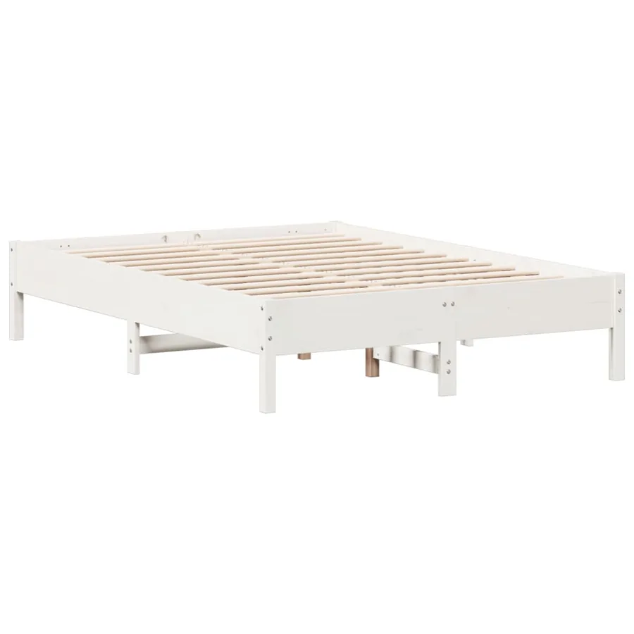 Cadre de lit sans matelas blanc 120x190 cm bois de pin massif - 2