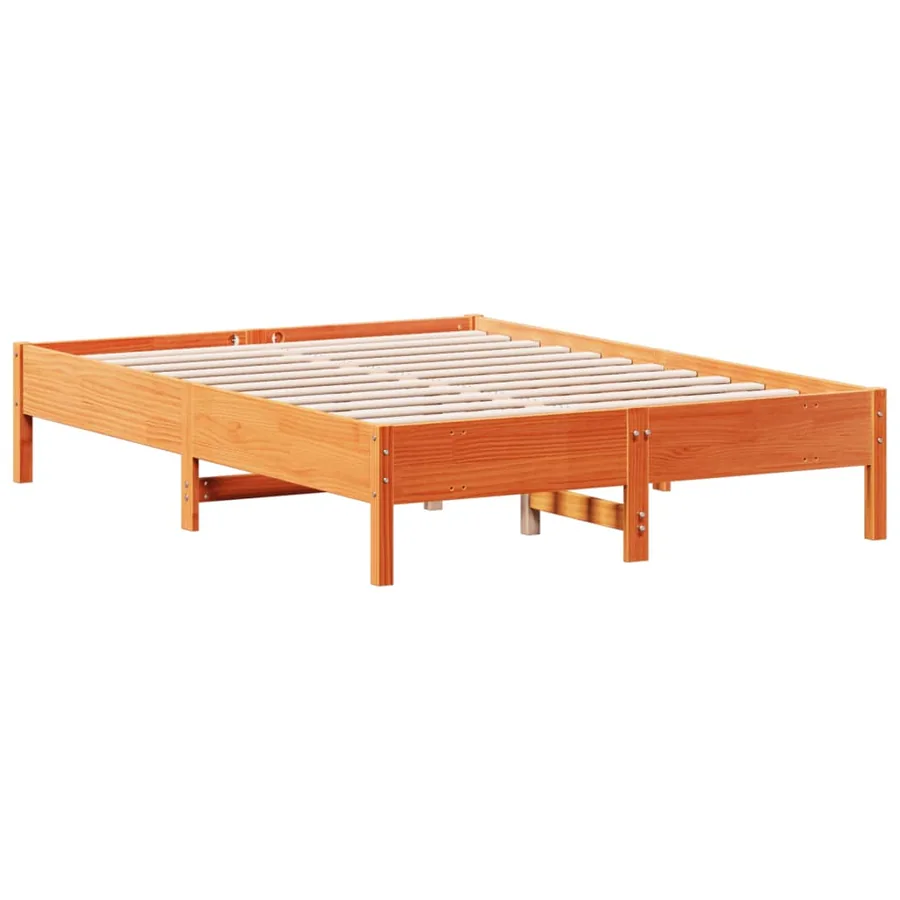 Cadre de lit sans matelas cire marron 135x190cm bois pin massif - 6