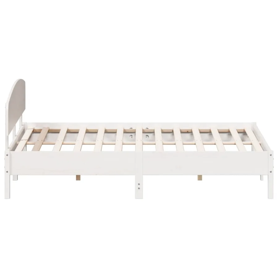 Cadre de lit sans matelas blanc 200x200 cm bois massif de pin - 5