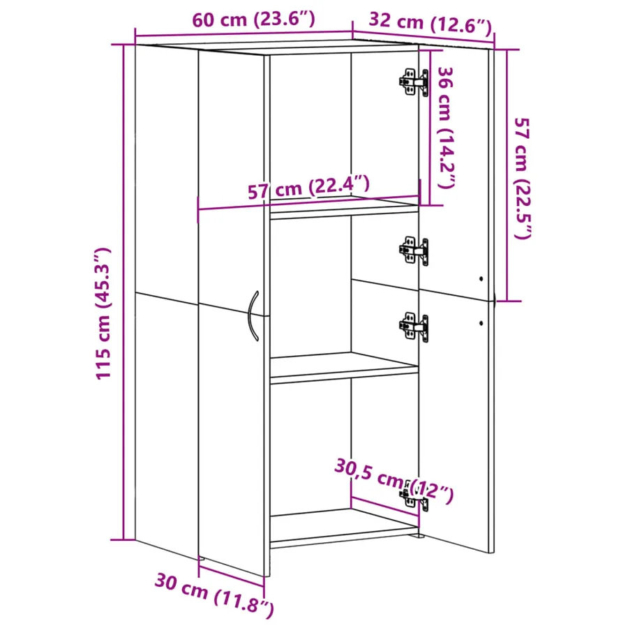Armoire de classement blanc 60x32x115 cm bois d'ingénierie - 10