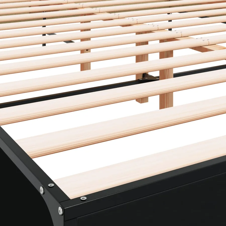 Cadre de lit sans matelas noir 160x200 cm - 7
