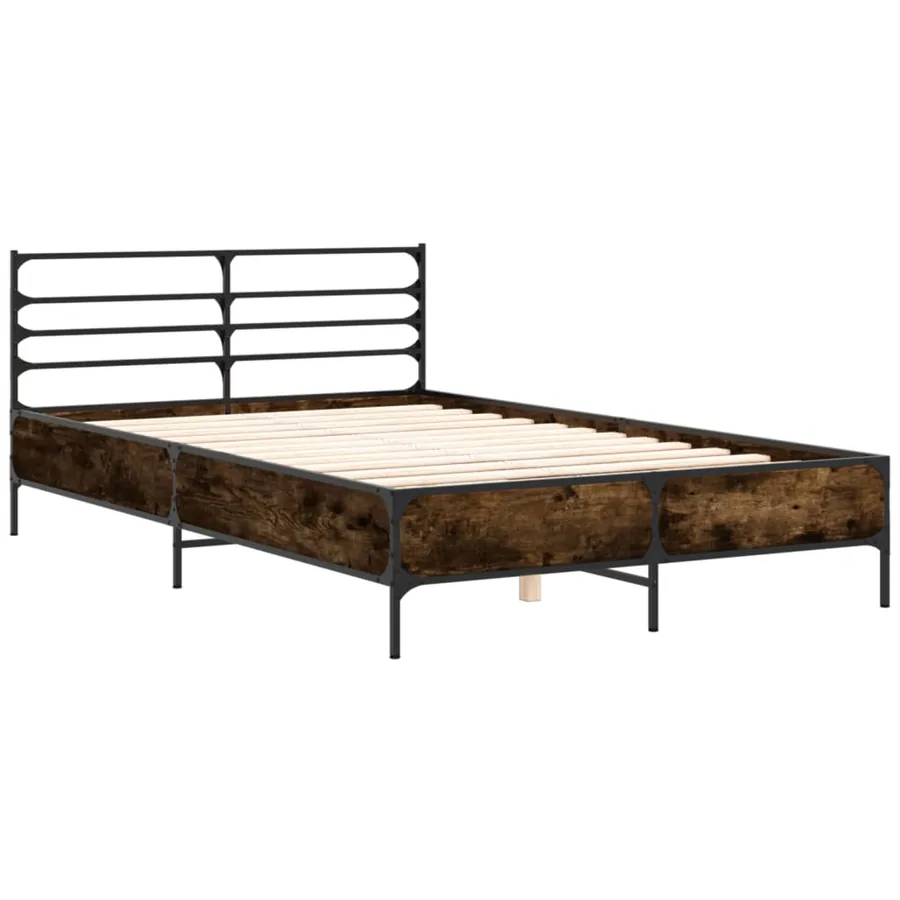 Cadre de lit sans matelas chêne fumé 140x190 cm - 3