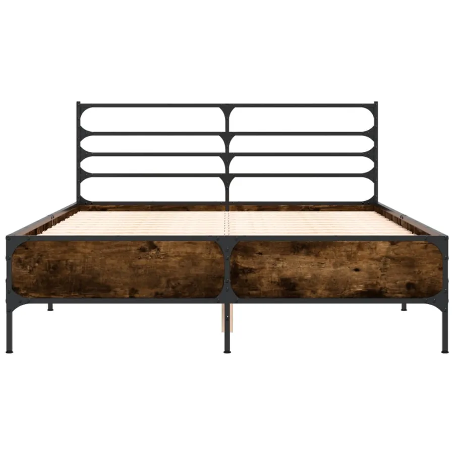 Cadre de lit sans matelas chêne fumé 140x190 cm - 4