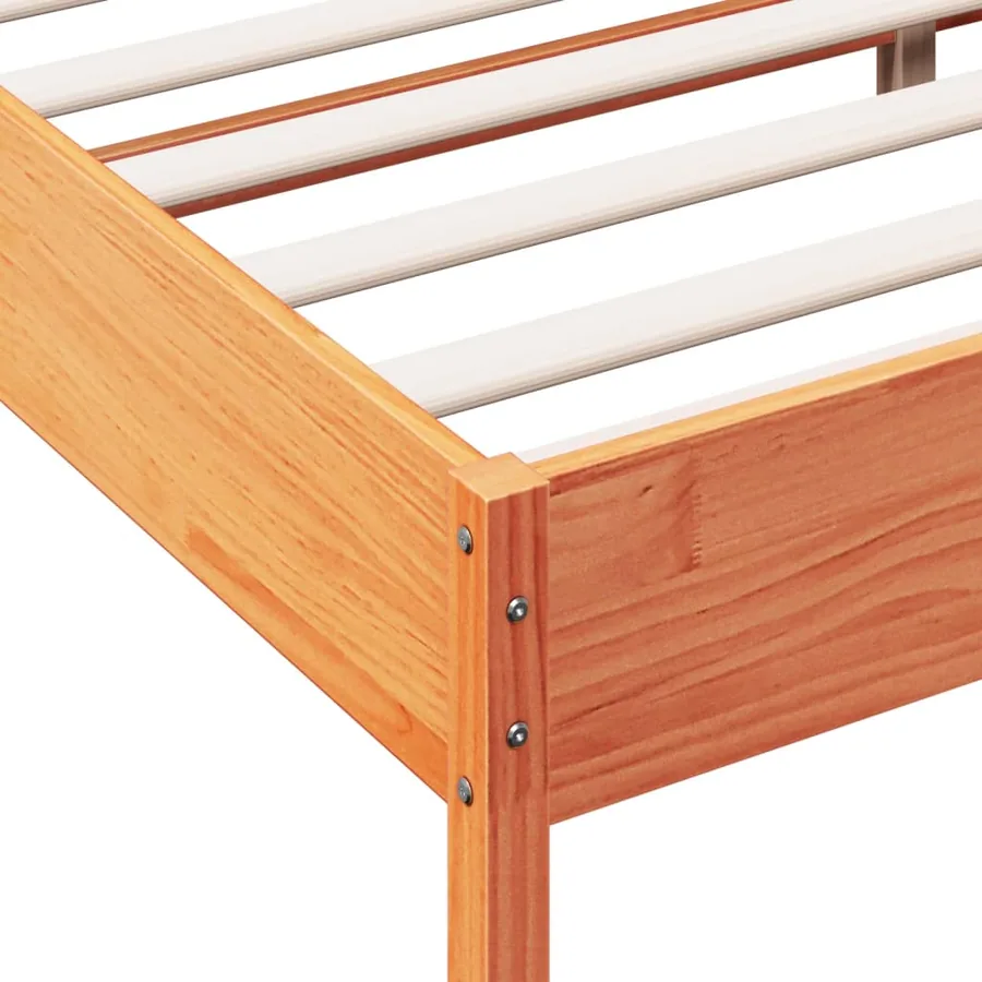Cadre de lit sans matelas cire marron 160x200cm bois pin massif - 7