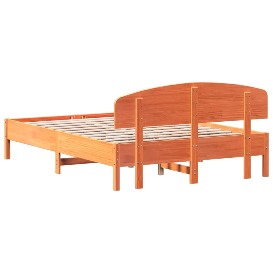 Cadre de lit sans matelas cire marron 160x200cm bois pin massif - 6