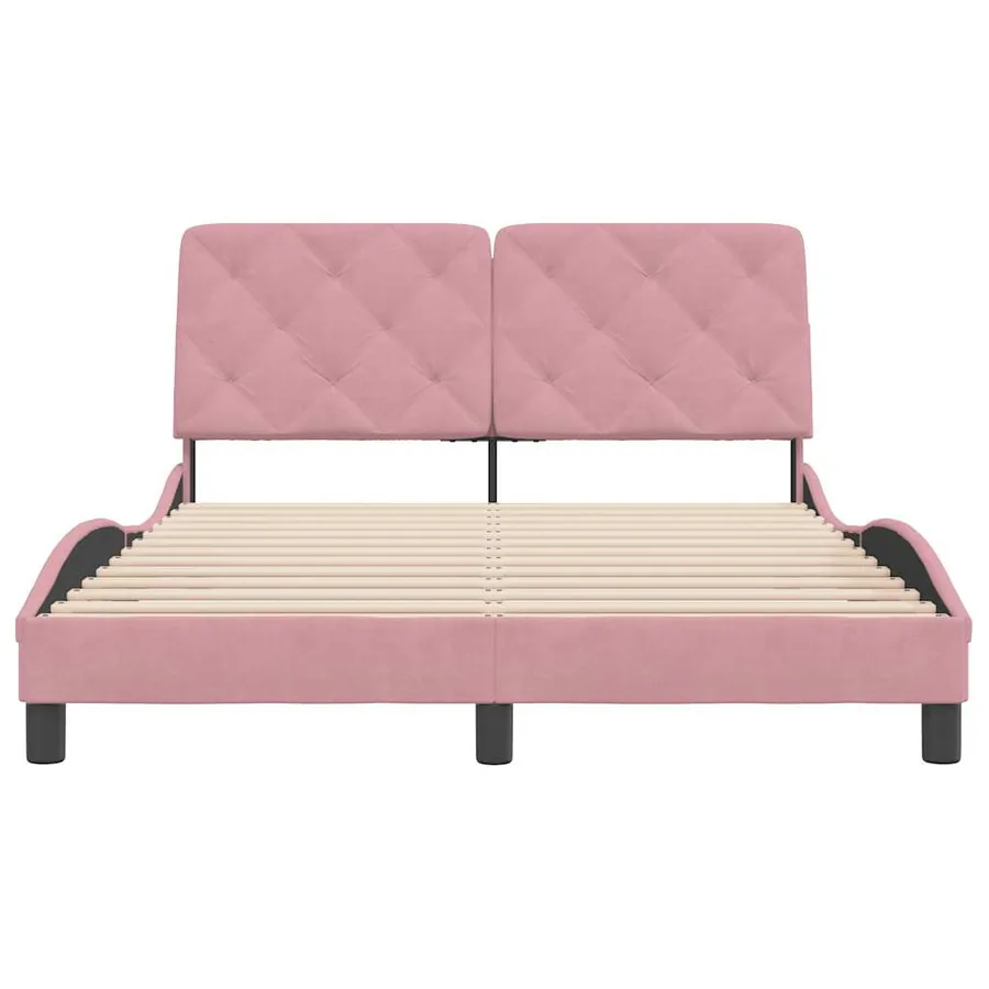 Cadre de lit sans matelas rose 120x200 cm velours - 5