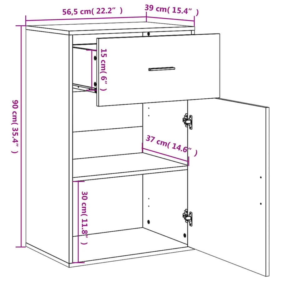 Armoire de rangement chêne fumé 56,5x39x90 cm bois d'ingénierie - 11