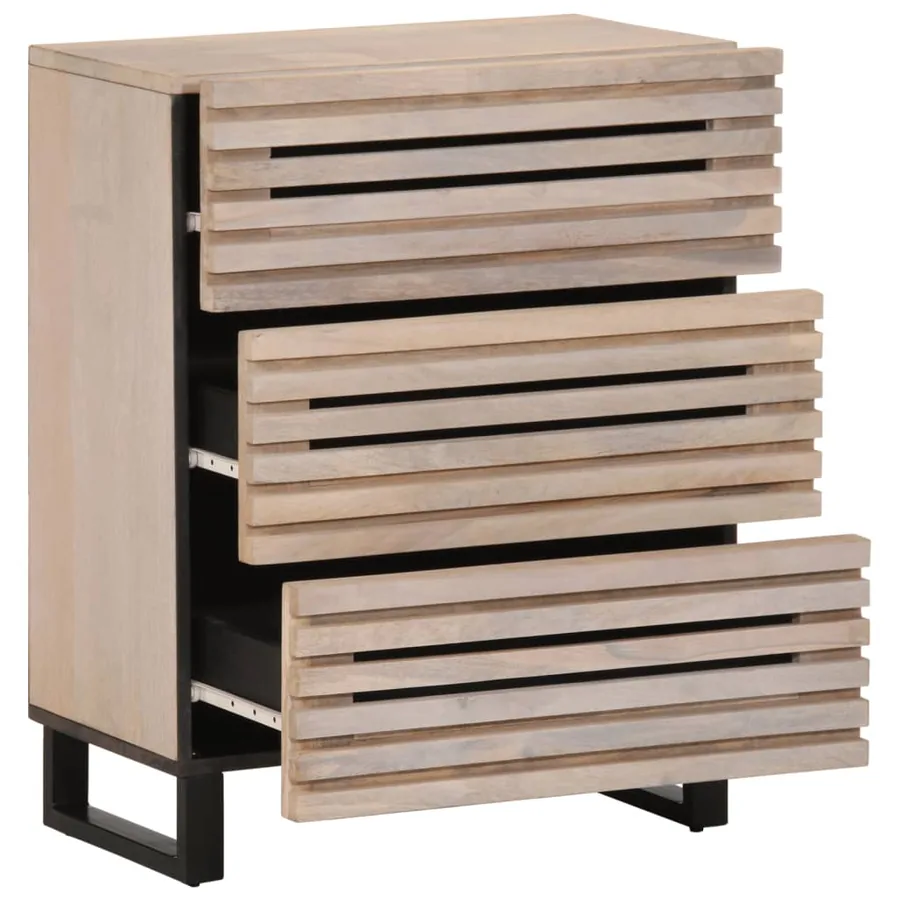 Buffet blanc 60x34x75 cm bois massif de manguier - 5