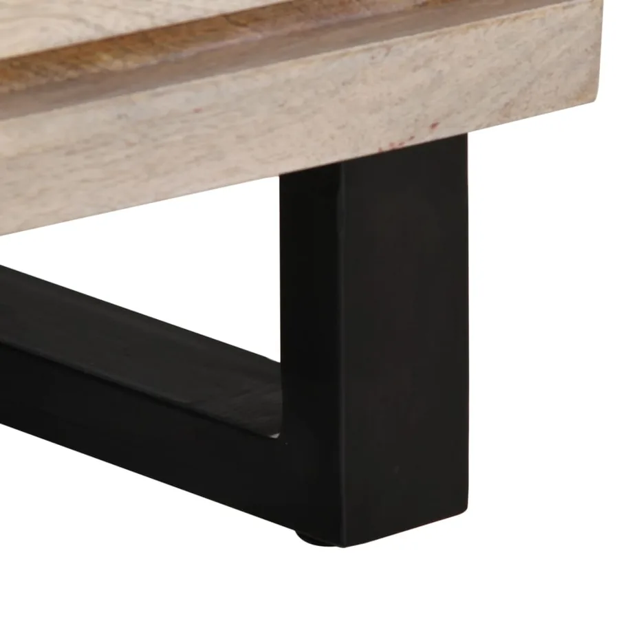 Buffet blanc 60x34x75 cm bois massif de manguier - 9