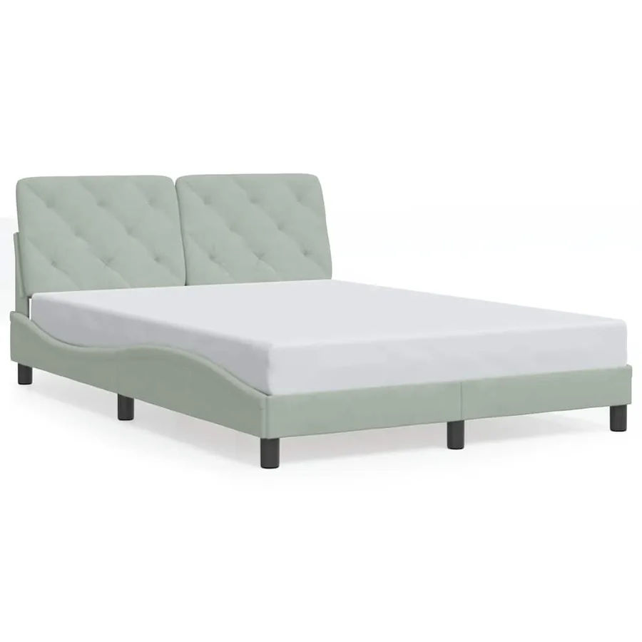 Cadre de lit sans matelas gris clair 140x200 cm velours - 2