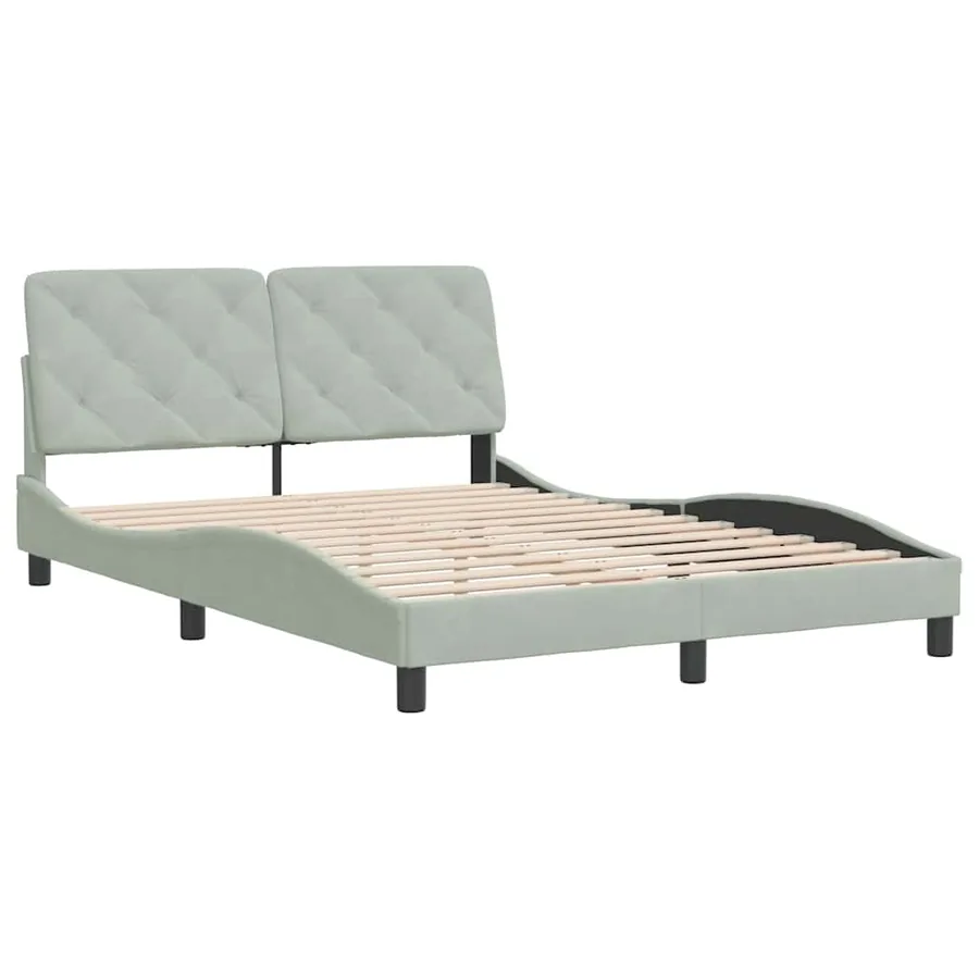 Cadre de lit sans matelas gris clair 140x200 cm velours - 3
