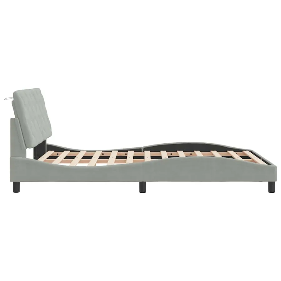 Cadre de lit sans matelas gris clair 140x200 cm velours - 6