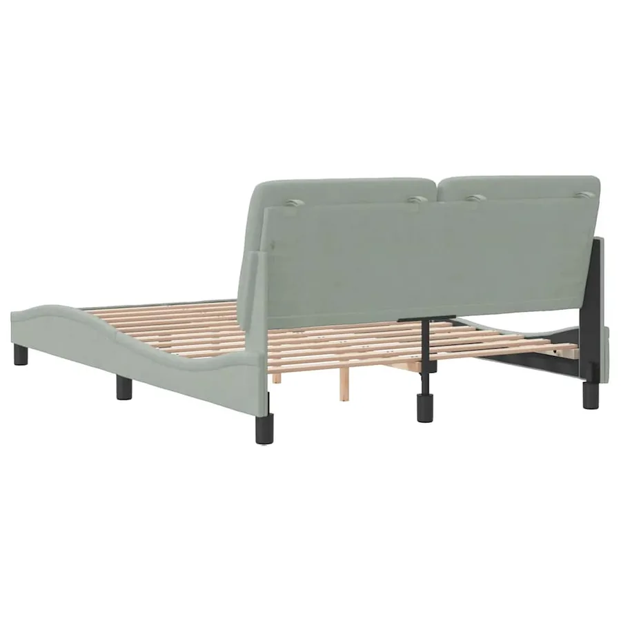 Cadre de lit sans matelas gris clair 140x200 cm velours - 7