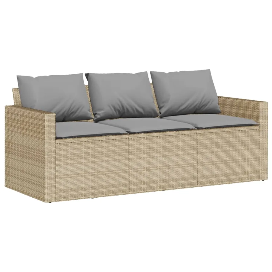 Salon de jardin avec coussins 6 pcs beige résine tressée - 3