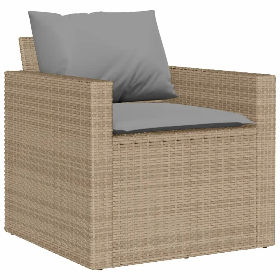 Salon de jardin avec coussins 6 pcs beige résine tressée - 4