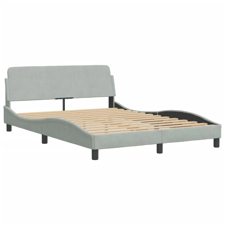 Lit avec matelas gris clair 140x200 cm velours - 4