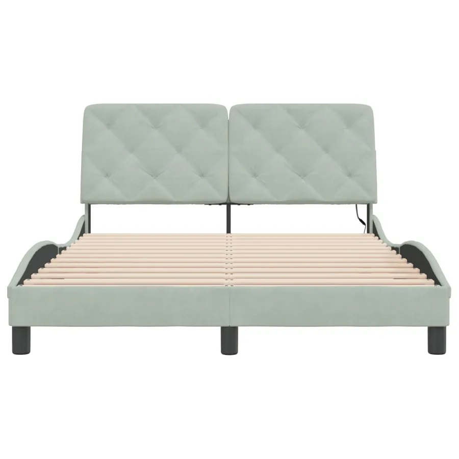 Cadre de lit avec LED sans matelas gris clair 140x190cm velours - 6