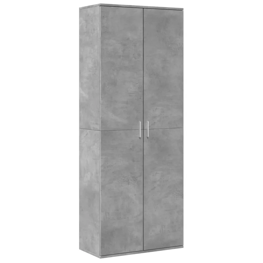 Buffet haut gris béton 70x35x180 cm bois d'ingénierie - 2