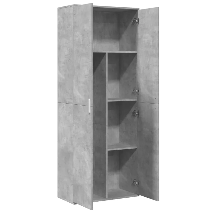Buffet haut gris béton 70x35x180 cm bois d'ingénierie - 6