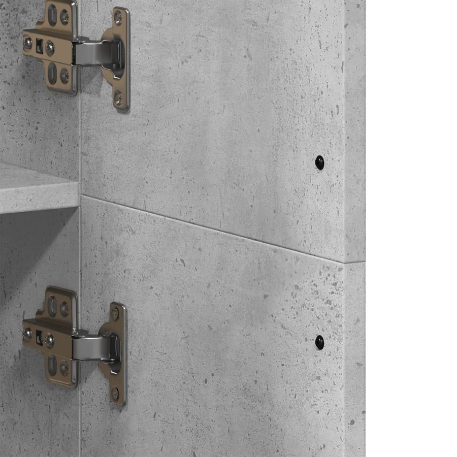 Buffet haut gris béton 70x35x180 cm bois d'ingénierie - 8