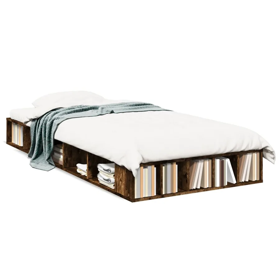Cadre de lit sans matelas chêne fumé 75x190 cm - 2