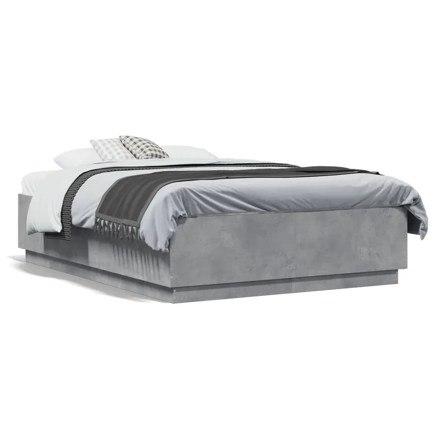 Cadre de lit sans matelas gris béton 140x190 cm - 2