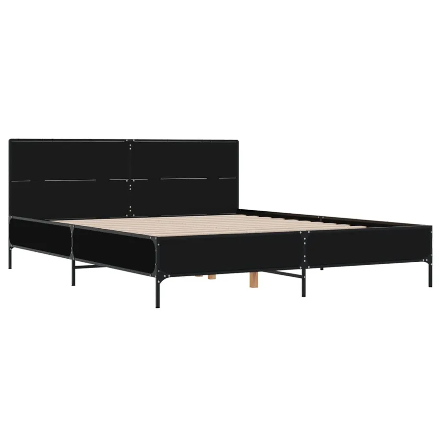 Cadre de lit sans matelas noir 140x190 cm - 3