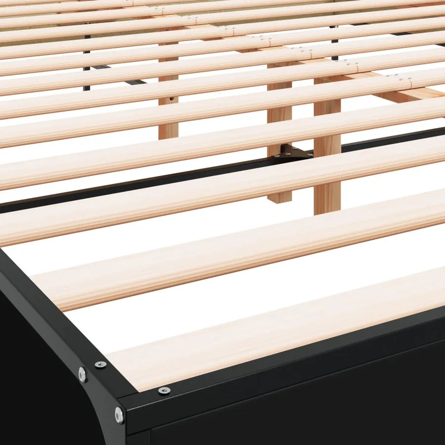 Cadre de lit sans matelas noir 140x190 cm - 7
