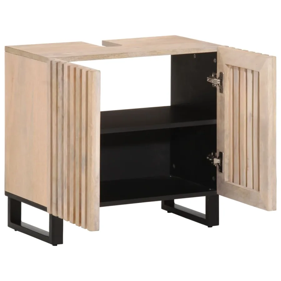 Armoire lavabo de bain 62x34x58 cm bois massif de manguier - 2