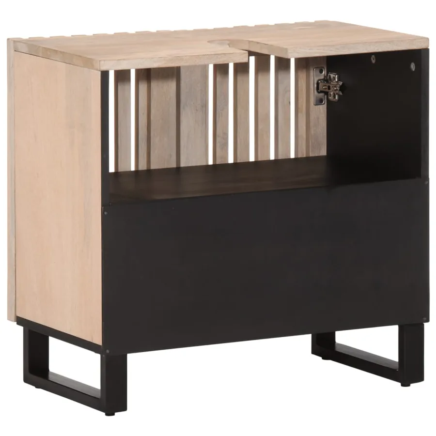Armoire lavabo de bain 62x34x58 cm bois massif de manguier - 5