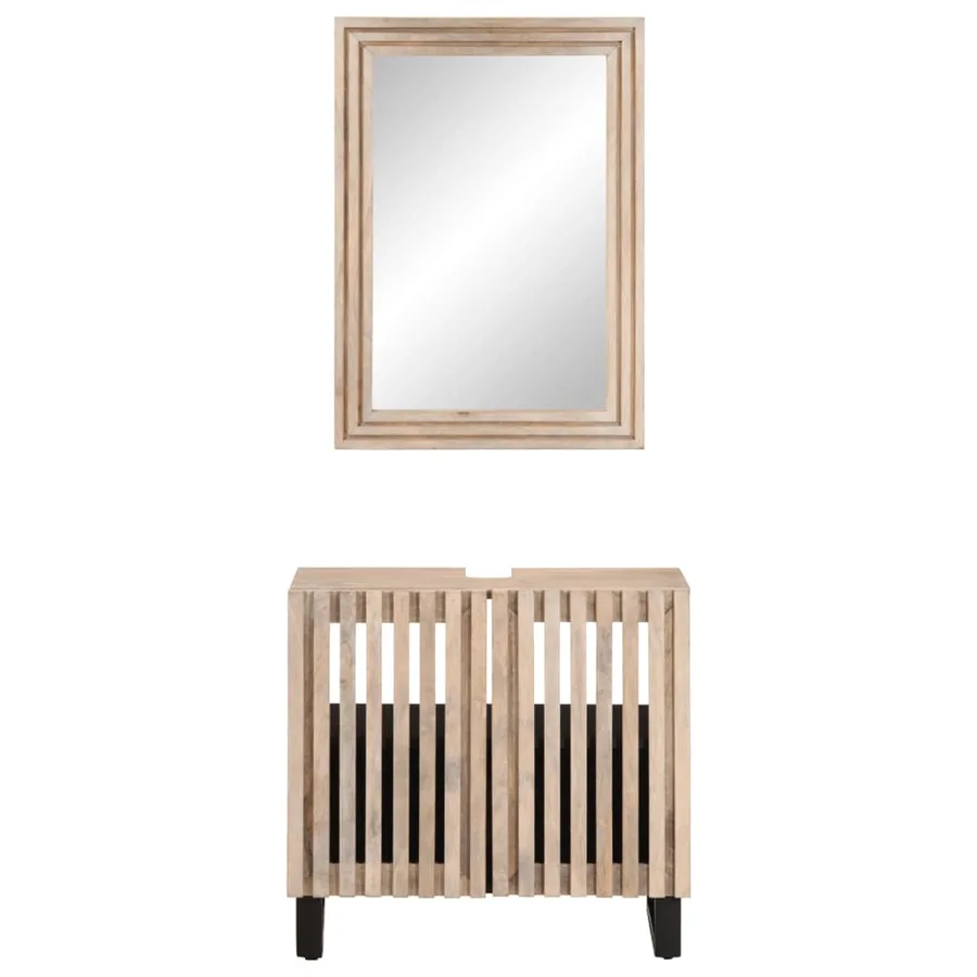 Ensemble de meubles salle de bain 2 pcs bois de manguier massif - 3