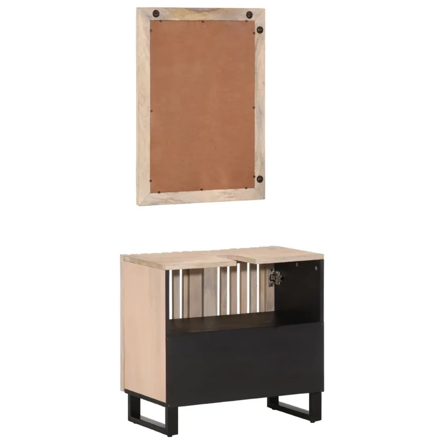Ensemble de meubles salle de bain 2 pcs bois de manguier massif - 4
