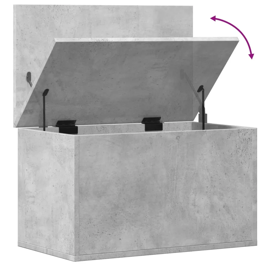Boîte de rangement gris béton 60x35x35 cm bois d'ingénierie - 8