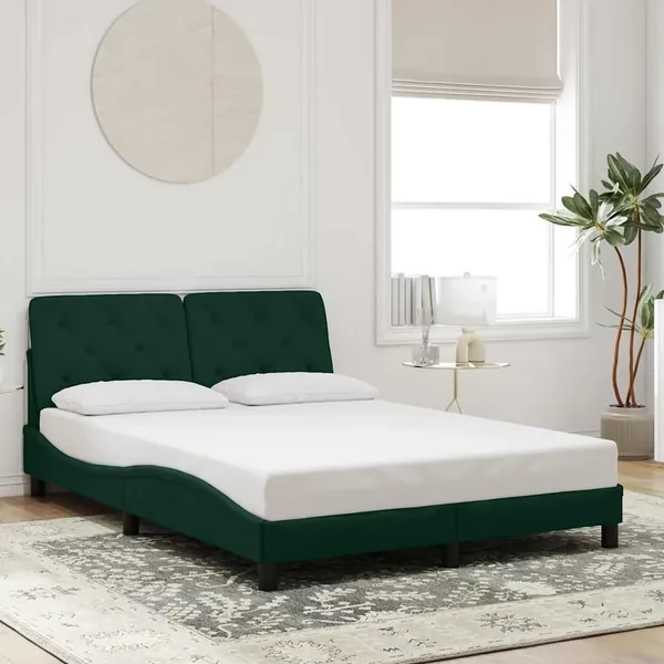Cadre de lit sans matelas vert foncé 120x200 cm velours