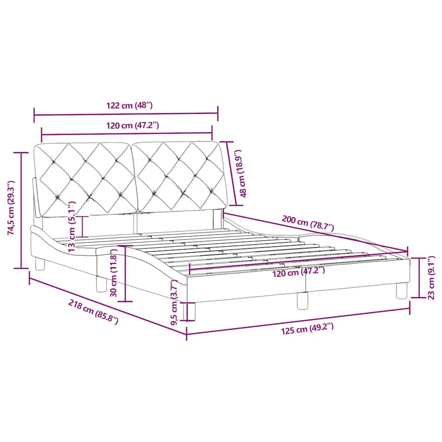 Cadre de lit sans matelas vert foncé 120x200 cm velours - 12